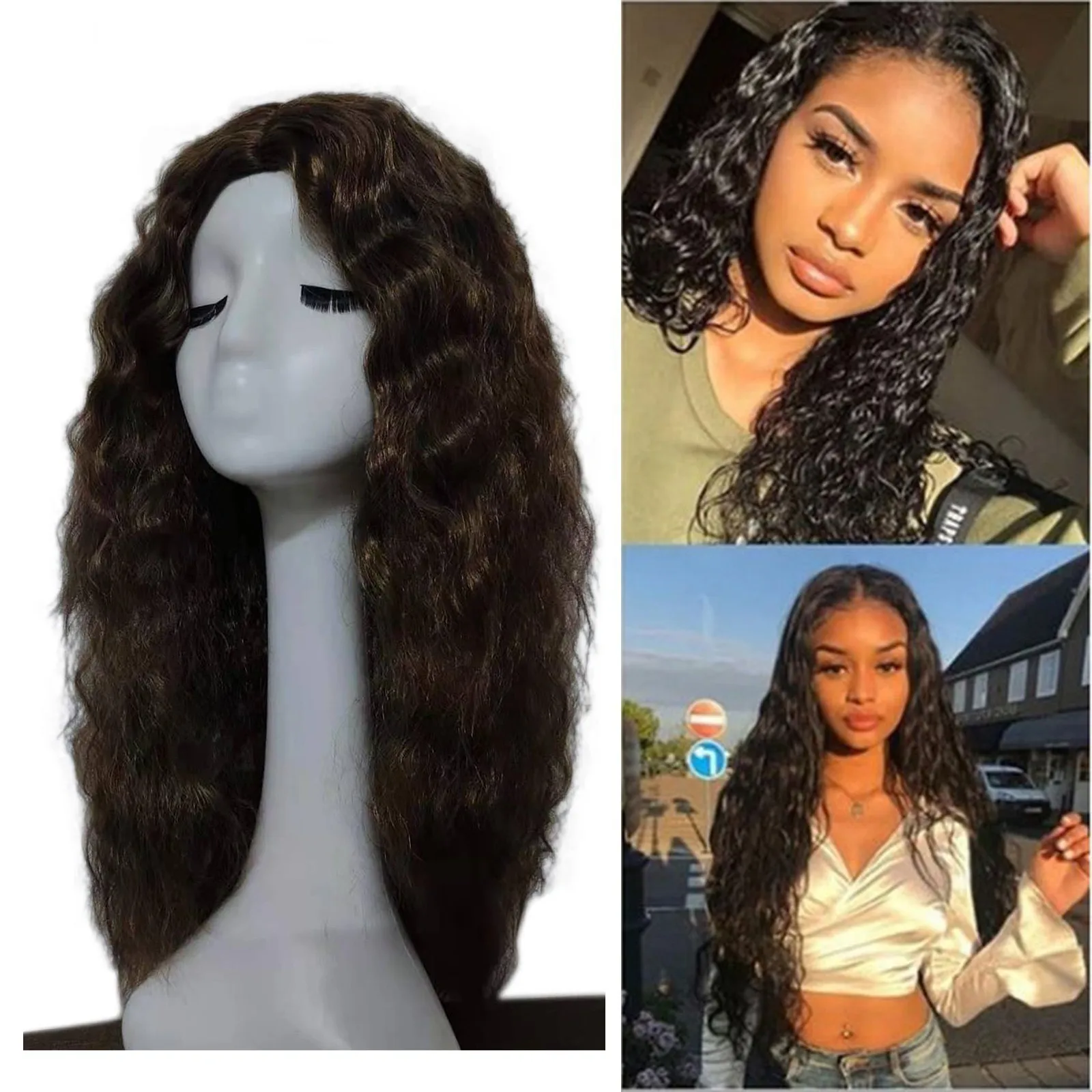 

24’ African wavelet Curly Hair lace Wig Peruvian Curly Hair Human Wig 360 Non-Stick Glueless lace Front Human Wig Closure Wigs