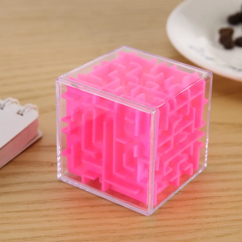 Розовый TOBEFU 3D лабиринт волшебный куб прозрачный шестигранный головоломка скоростной куб катящийся мяч игра кубики лабиринт игрушки для детей развивающие - Цвет: Розовый