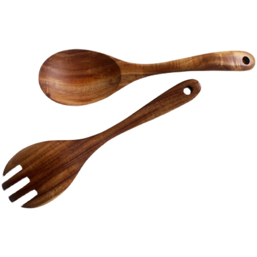 Natural Teak Wooden Cooking Utensils Spoons And Salad Fork  