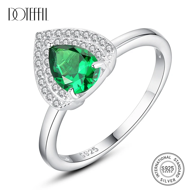 

DOTEFFIL Изысканные кольца из стерлингового серебра 925 пробы для женщин Свадебные Роскошные каплевидные CZ три цвета Anillo Mujer Рождественский пода...