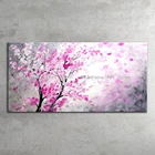 Картина маслом, абстрактное искусство, ручная роспись, пейзаж, розовый персик, цветущие цветы, Картина на холсте, настенные картины для украшения дома