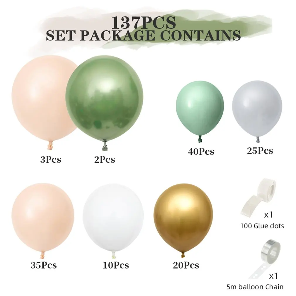 

157Pcs Bean Green Balloons Garland Arch Kit Chorme Latex Globos Birthday Valentine Wedding Party Decors