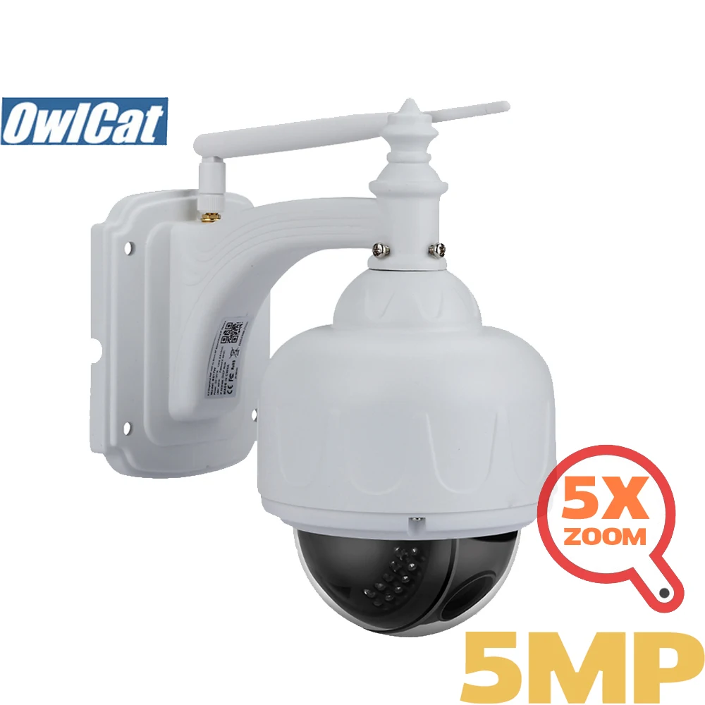 OwlCat наружная/водонепроницаемая купольная PTZ ip-камера Wifi HD 2MP 5MP камера видеонаблюдения беспроводная 5X зум двухсторонняя аудио sd-карта IR P2P
