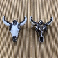 animal bull head resin pendant diamond inlaid two color necklace pendant personality trend suitable for diy jewelry accessories