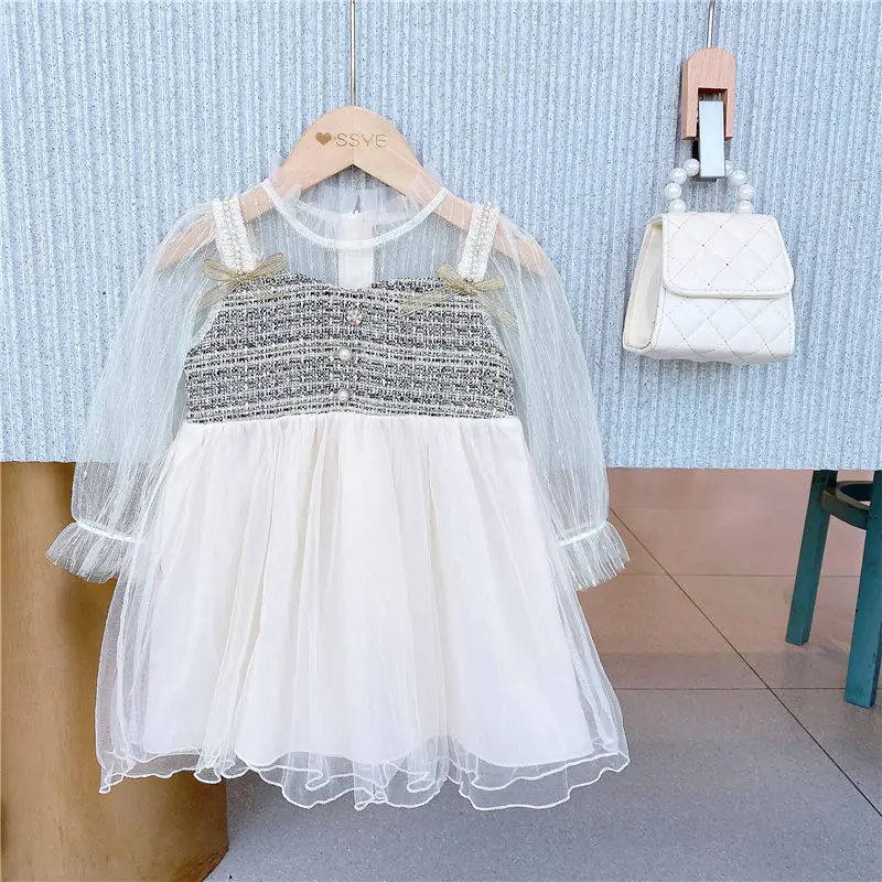 

Girls Mesh Stitching Princess Dress Kids Dresses for Girls Flower Girl Dresses Toddler Fall Clothes Toddler Christmas Outfits