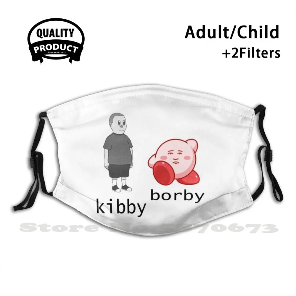 

Многоразовая маска для рта Kibby и Borby, крутые смешные маски с фильтром, Кирби для взрослых, подходит для плавания, Бобби