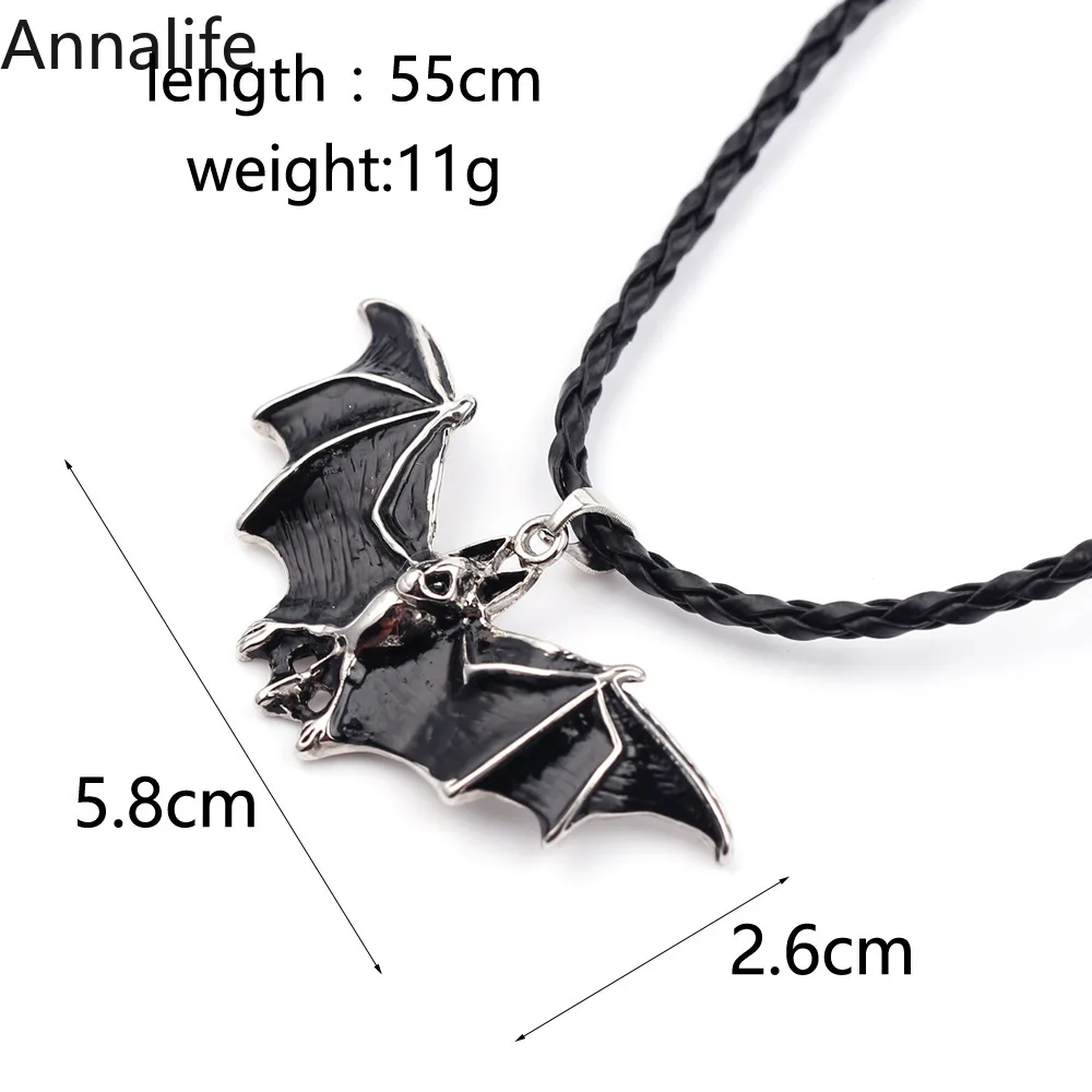Новинка 2019 винтажное кожаное ожерелье в стиле панк с подвеской летучая мышь