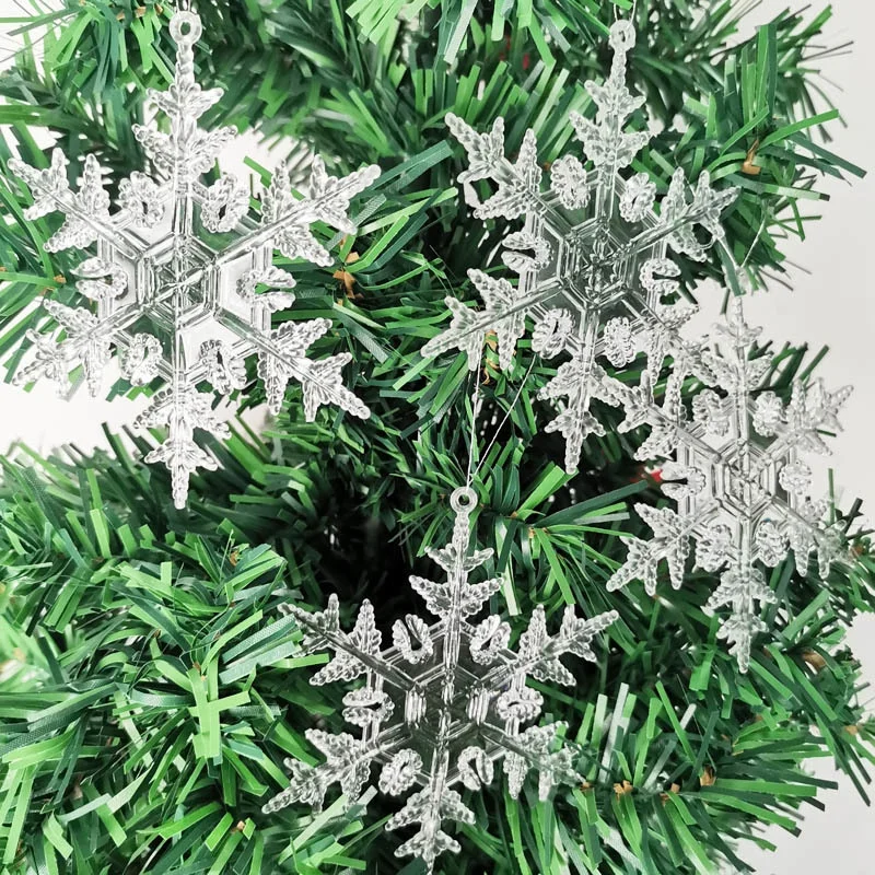 

6pcs 9cm Christmas Acrylic Snowflake Christmas Tree Decoration Party Holiday Christmas Ornaments Home Decor 2022 Happy New Year