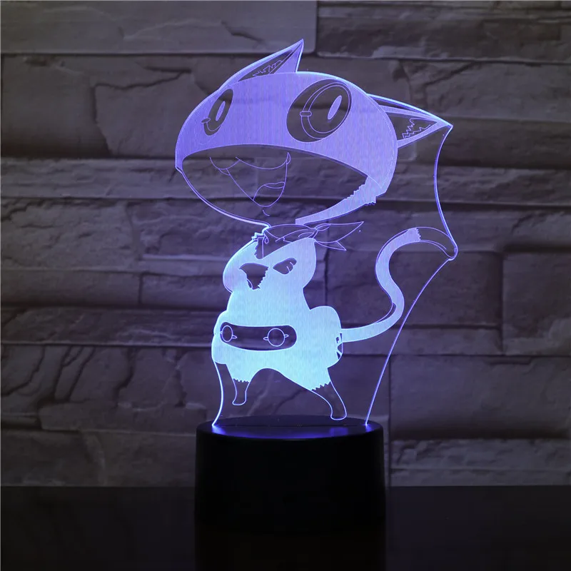 7 цветов 3D Визуальный Usb мультфильм Кот моделирование светодиодная Фея лампа
