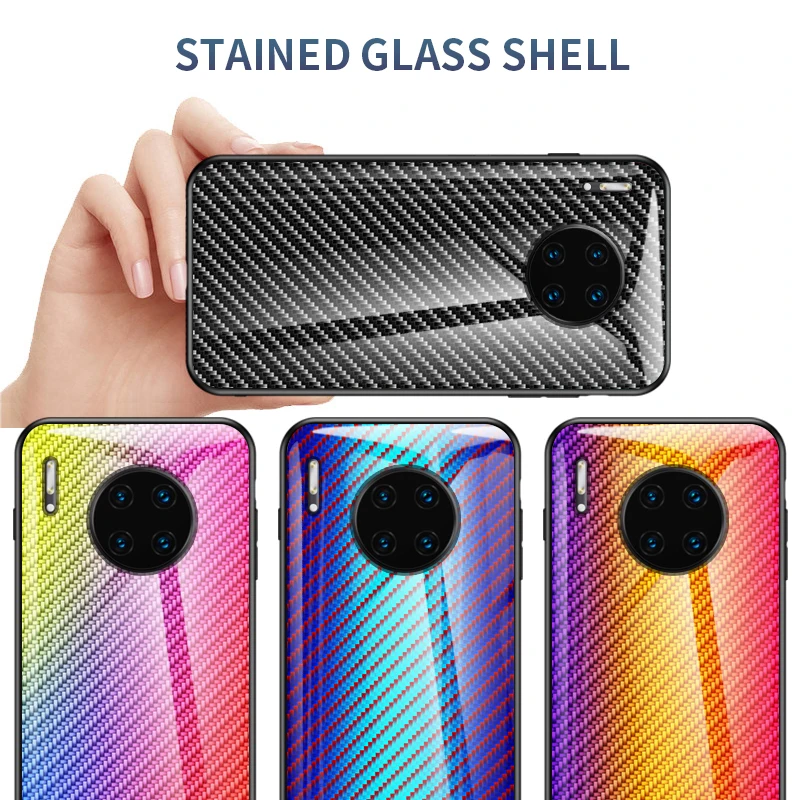 Glass Phone Cover Case For Huawei P Smart P10 P20 P30 Mate 9 10 20 30 Pro Lite Honor Play 8X 8 Carbon Fiber Cases | Мобильные