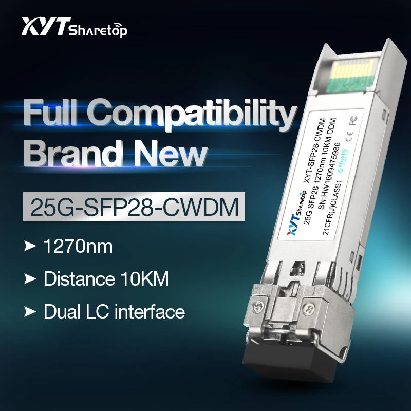 Лучшая продажа 25G CWDM SFP оптический волоконный приемопередатчик 10KM 1470 1570nm +