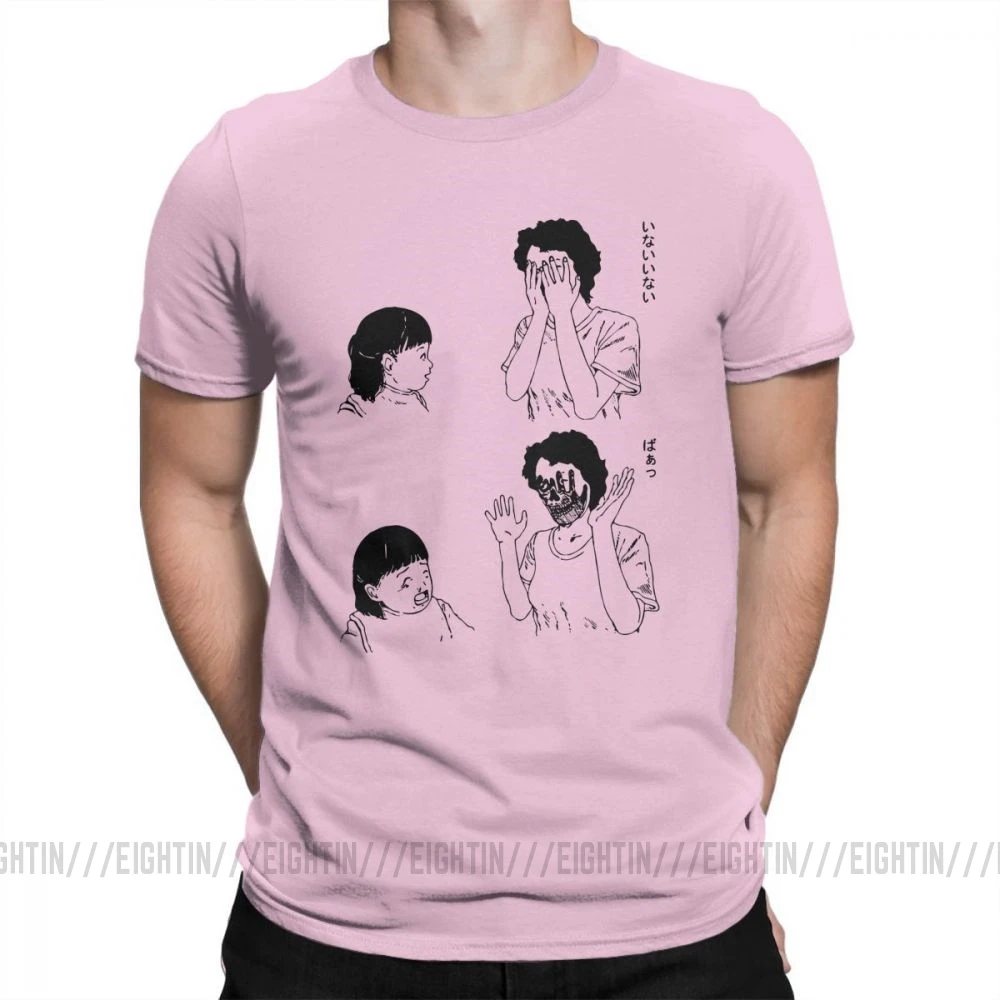 Мужские футболки HoJunji Ito Shintaro/забавная футболка с короткими рукавами в стиле ужасов на Хэллоуин Одежда с круглым вырезом Новое поступление хлопковой футболки - Цвет: Розовый