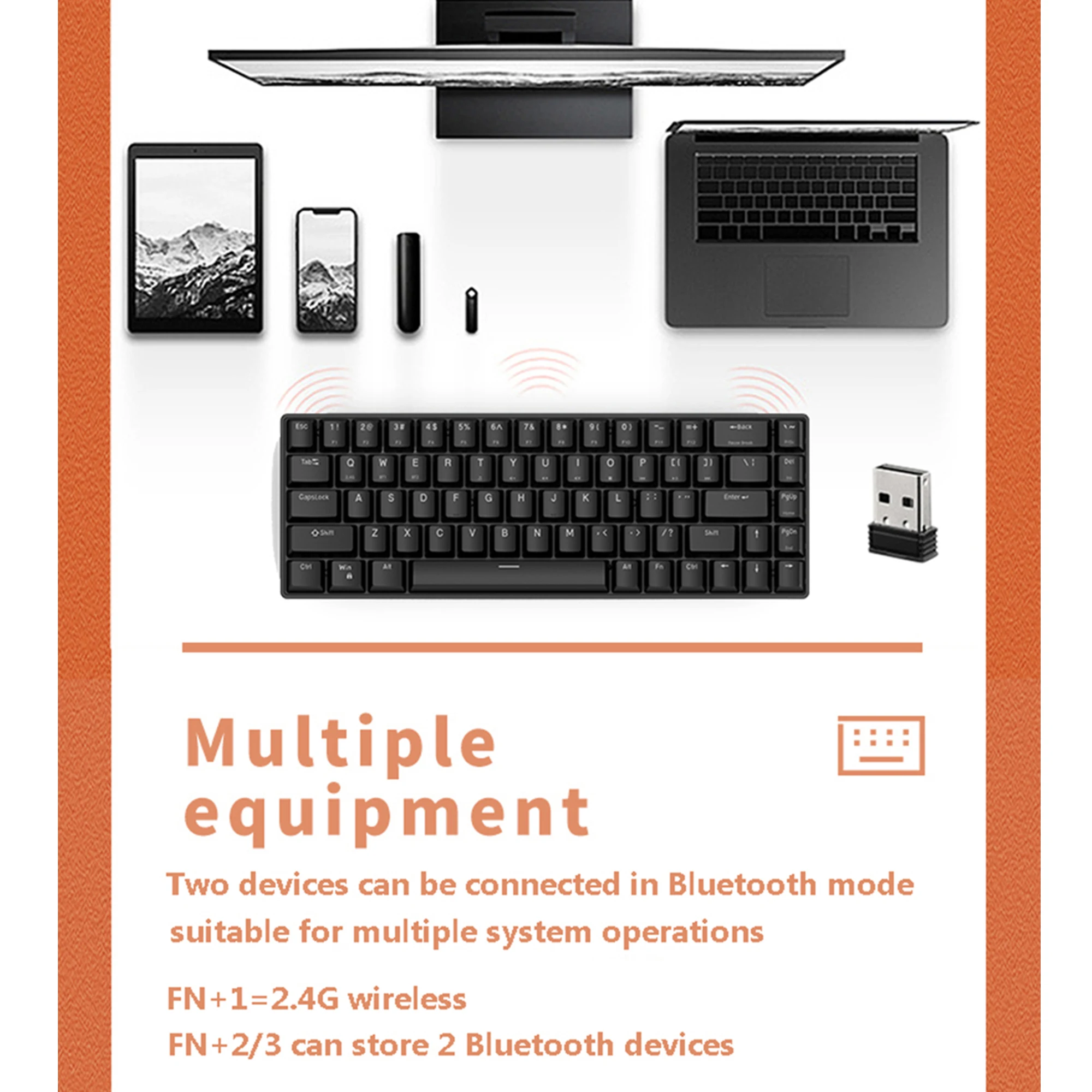 Беспроводная Механическая bluetooth клавиатура игровая с красным/синим/коричневым