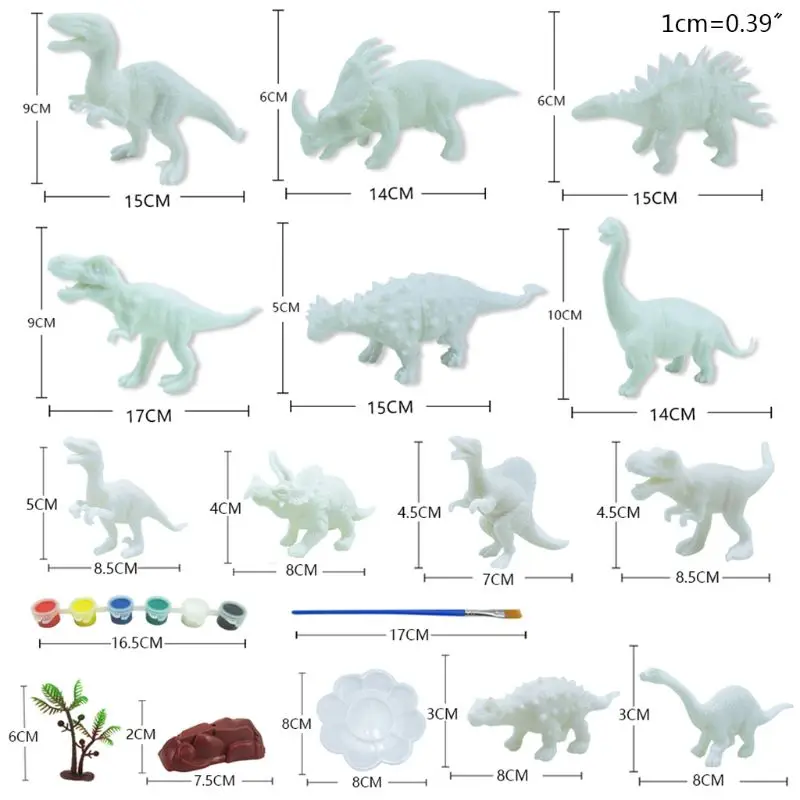 

64Pcs/Set DIY Graffiti Dinosaur White Dinosaur Model 3D Painted Hand Coloring Tyrannosaurus Kids Educational Toys