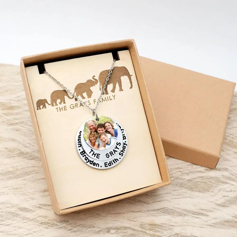 Персонализированные семейное ожерелье с фото на заказ гравировкой память