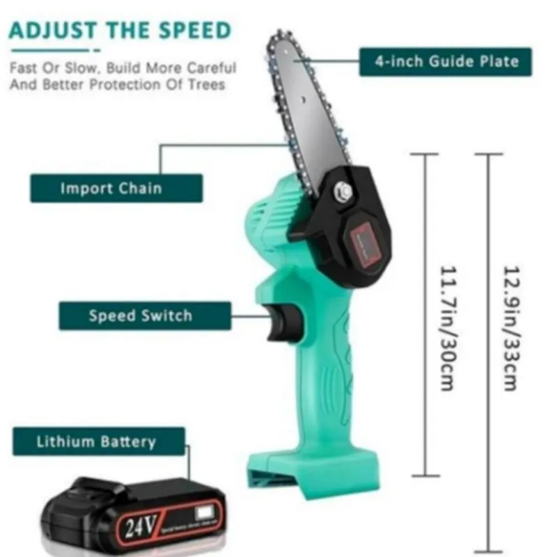 

24v Rechargeable Mini Electric Chainsaw With Batterys For Woodworking Garden Wood Cutters Tools Adjustable Universal Chain Saw