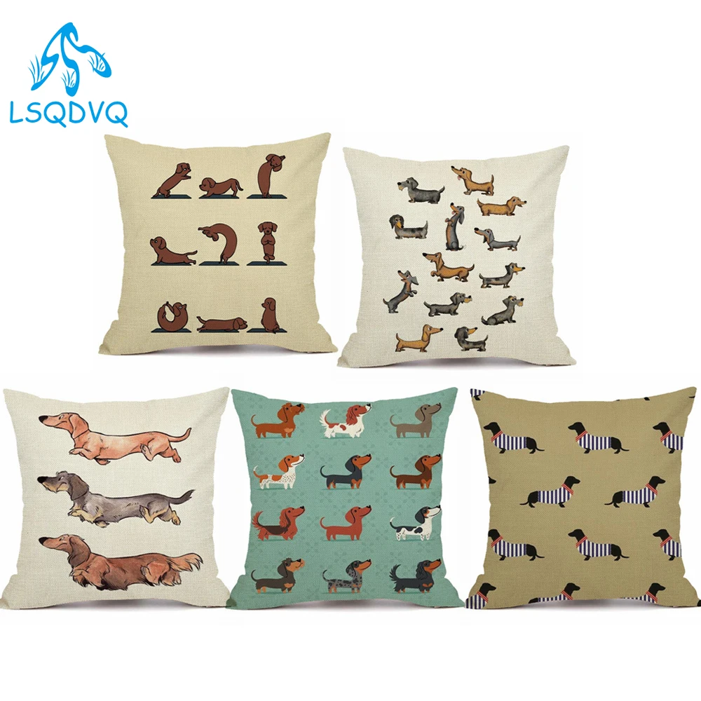 

Декоративные диванные подушки, наволочка с изображением животных, таксы, собаки, Рождественская наволочка для дивана, украшение для гостин...