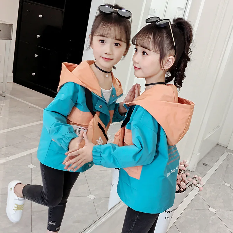 2019 new girl clothes spring autumn fashion Korean version girls coat letter printing children hooded long sleeve | Детская одежда и