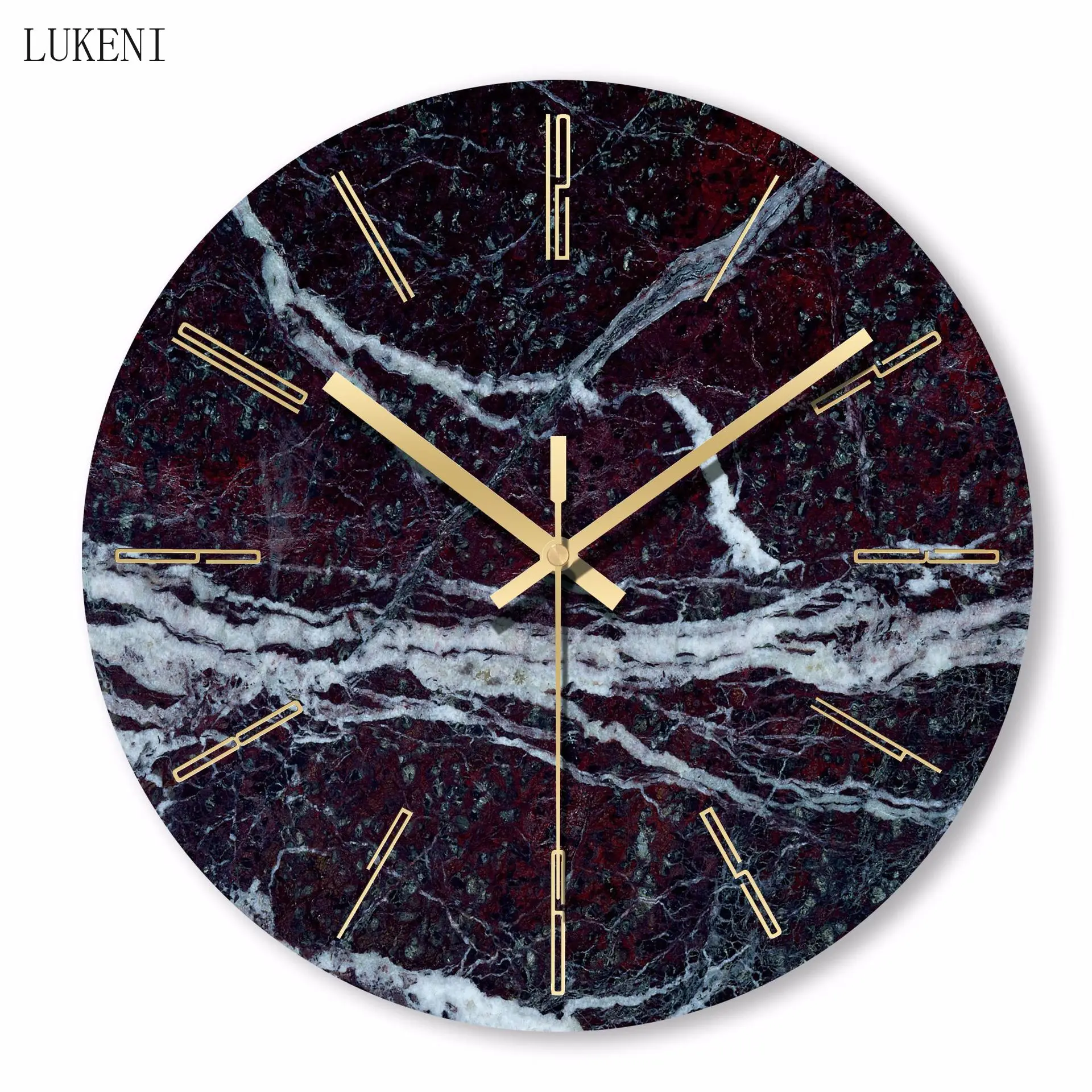 

Black red marble stripes Tempered glass wall clockwall decor home decor