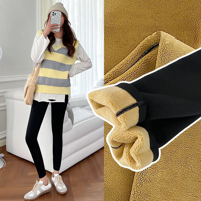 

Winter Leggings Women Lamb Wool Warm High Waist The Big Size Leggings Women Solid Color Pants Comfortable Keep Warm Stretchy New
