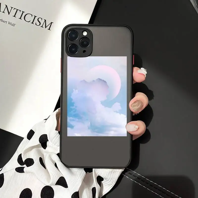 

Sweet pink Cloud printing Phone Case Matte Transparent for iPhone 7 8 11 12 s mini pro X XS XR MAX Plus cover funda