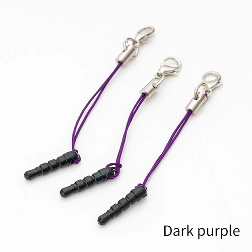 Dark purple 100 шт./лот, застежка "Лобстер", заглушка от пыли, ремешок, ремешок для мобильного телефона, lasso, Шарм с подвеской на цепочке, ручная работа, сделай сам - Цвет: Dark purple