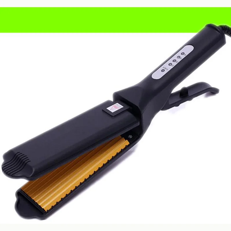 Professional Ceramic Corrugated Iron for Hair Wave Corrugation Flat Irons Electric Curling Crimped Wide Plates Beauty Hair Iron