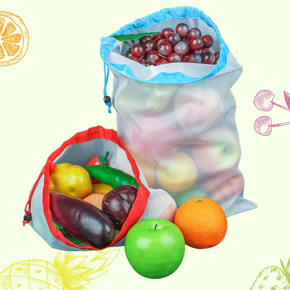 

12pcs Mesh Produce Bags Reusable Eco-Friendly Bag for Fruit, Vegetable, Toys, Grocery Shopping Washable Net Bags