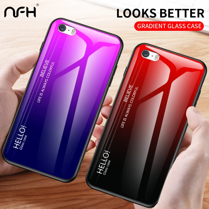 NFH градиентное заднее стекло полное покрытие чехол для iPhone 5 5S SE 360 Защитный