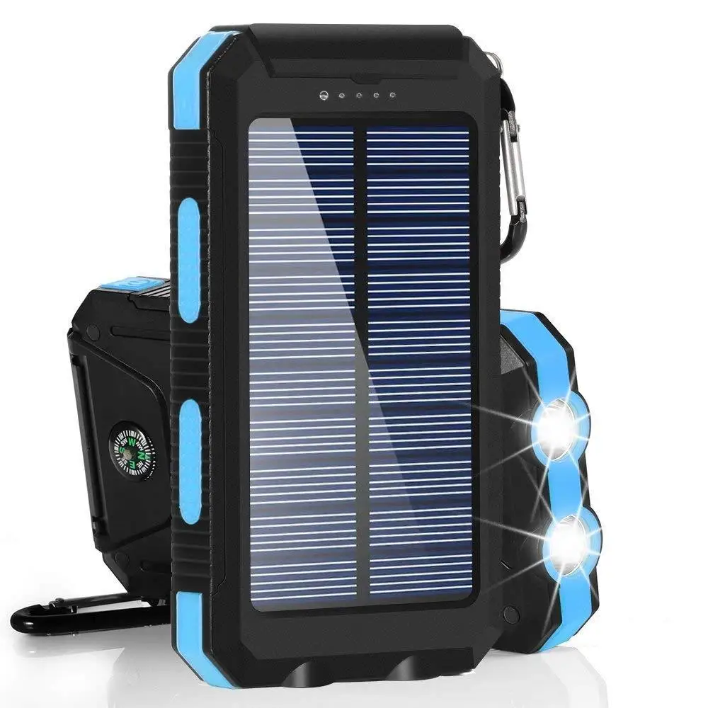 

Solar 30000mAh Power Bank Dual USB powerbank Waterproof Battery External Portable Charging with LED Light 2USB powerbank