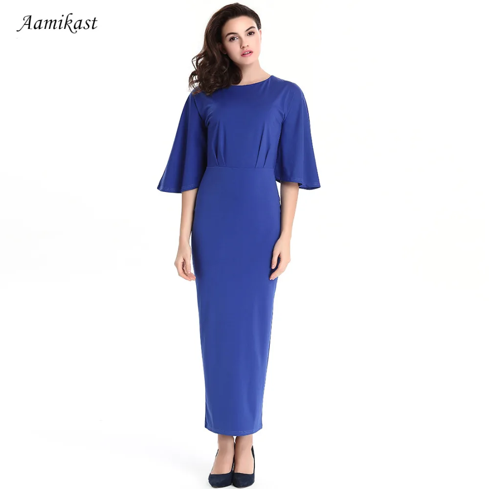 

2021 New Women Summer Dresses O-neck Horn Sleeve Casual Party Vintage Long Summer Dresses S M L XL XXL XXXL