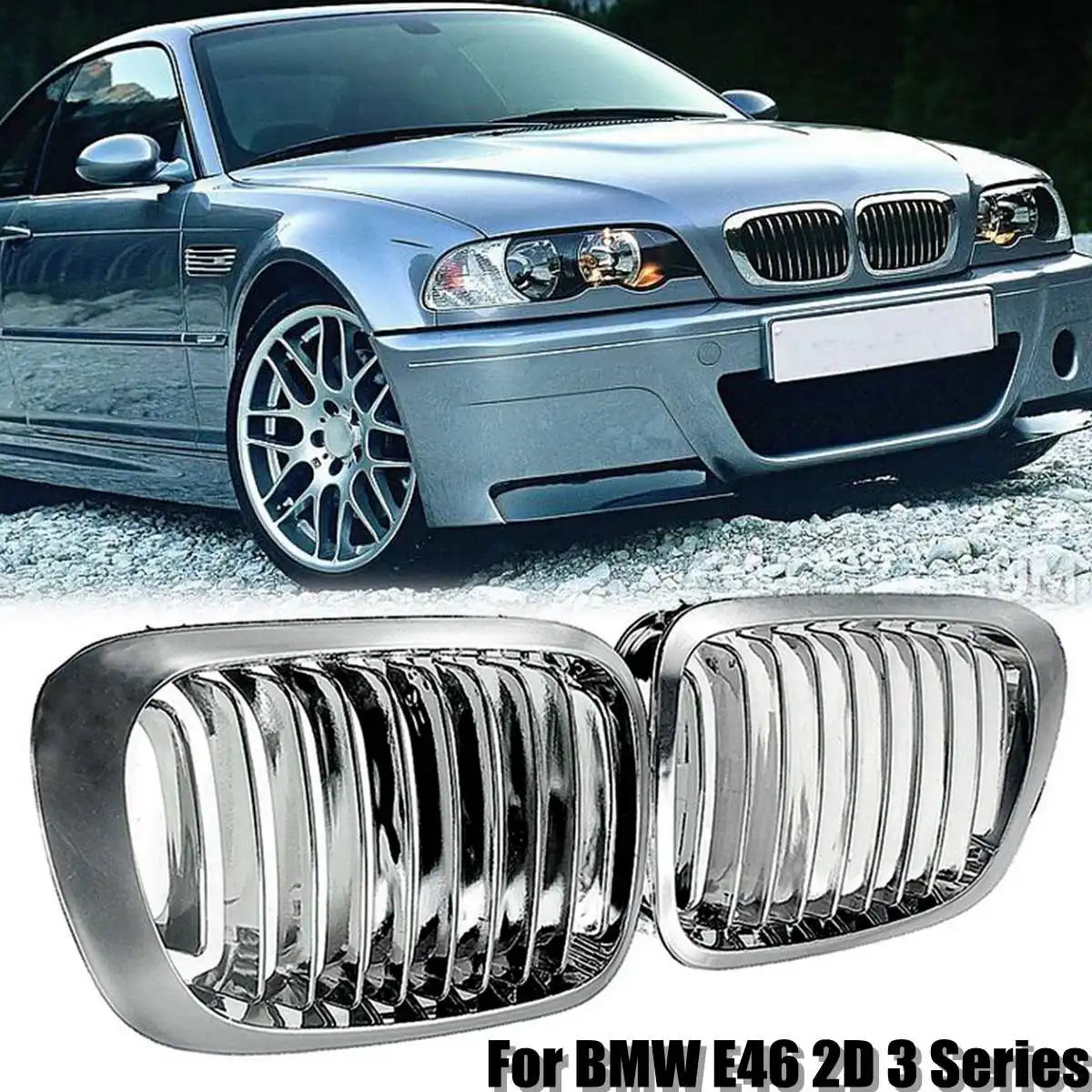 Пара хромированная Автомобильная Передняя решетка для BMW E46 325Ci 330Ci 3-ей серии M3 2