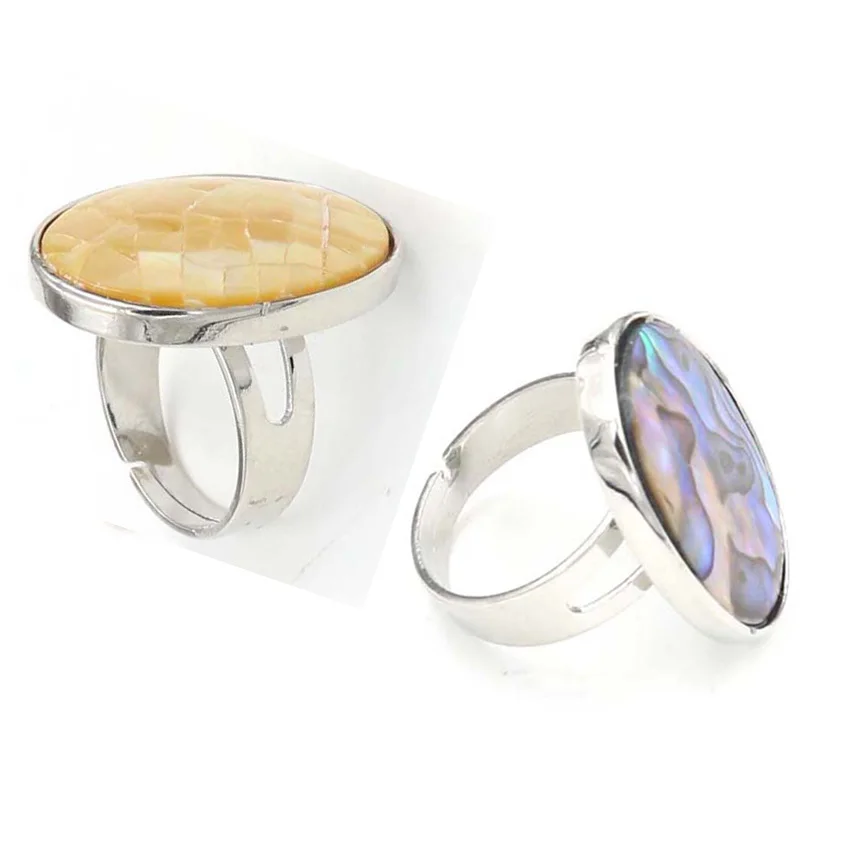 YJXP натуральный Абалон в виде ракушки кольца на палец овальной формы