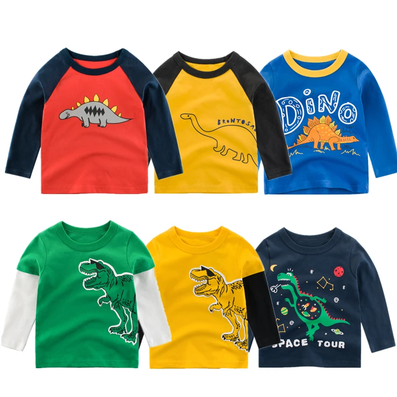 100% Cotton Kids T-shirts 2021 Boys Girls Cute Cartoon Long Sleeve Tees Tops Autumn Winter Sweatshirts for Children Boy T Shirts | Детская