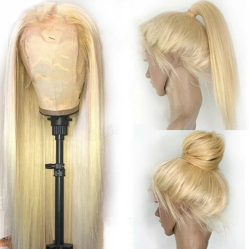 613 Мёд блондинка Синтетические волосы на кружеве прямые парики из натуральных