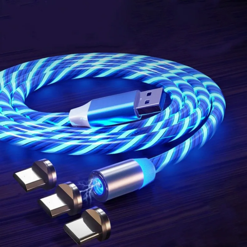 Магнитный кабель USB Type-C со светодиодной подсветкой для зарядки iPhone Huawei Samsung |