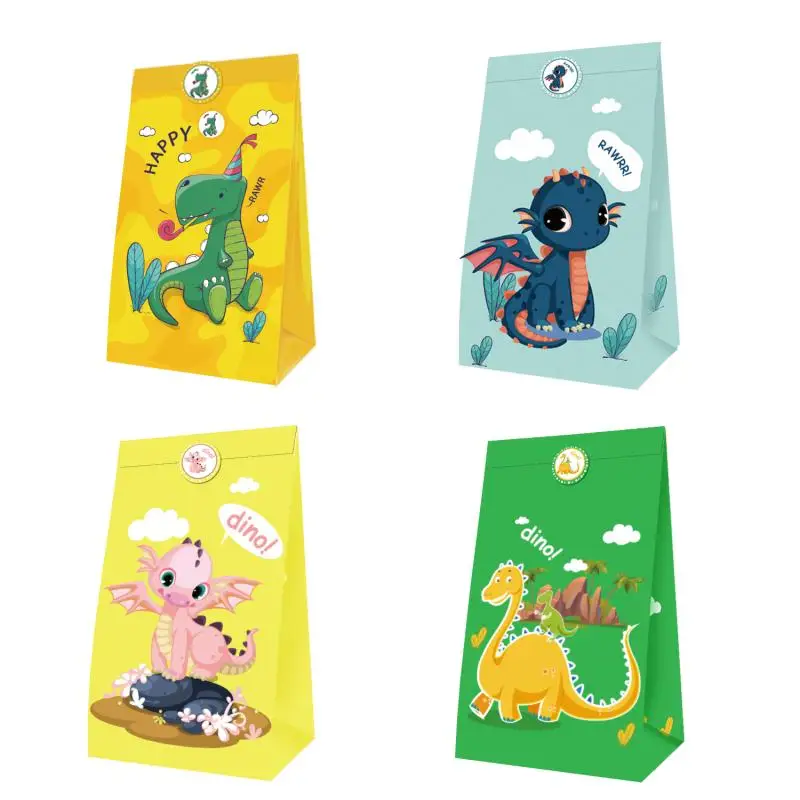 24 шт динозавр тема мешок для конфет на вечеринку бумажные подарочные пакеты