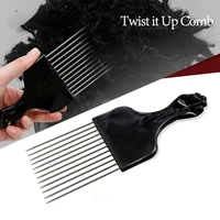 black fist afro pick metal wide teeth hair comb for volumizing hair styling anti static comb brush detangling comb
