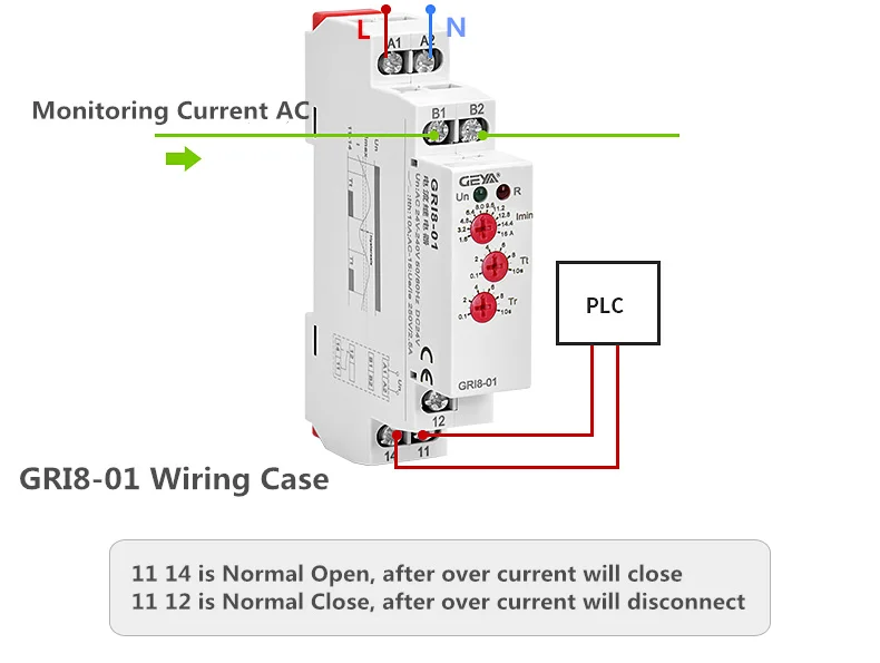 GEYA GRI8-02 реле контроля тока 0.05A-16A Реле тока AC/DC 24 V-240 V