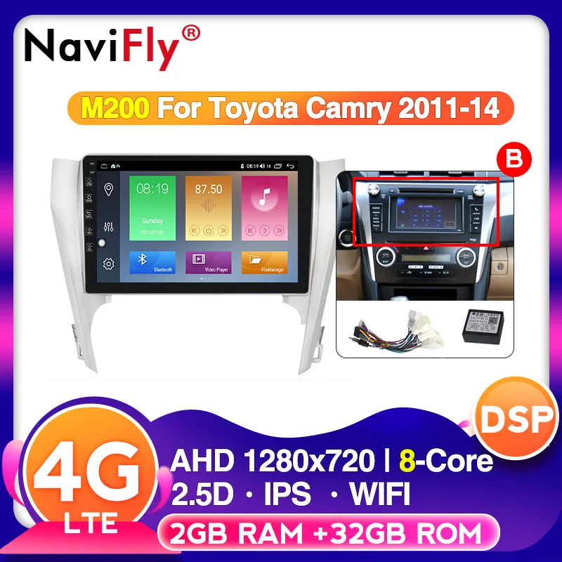 Автомобильный мультимедийный плеер IPS DSP 4G LTE Android 10 для Toyota Camry 8 50 55 2011 2012 2013 2014 |