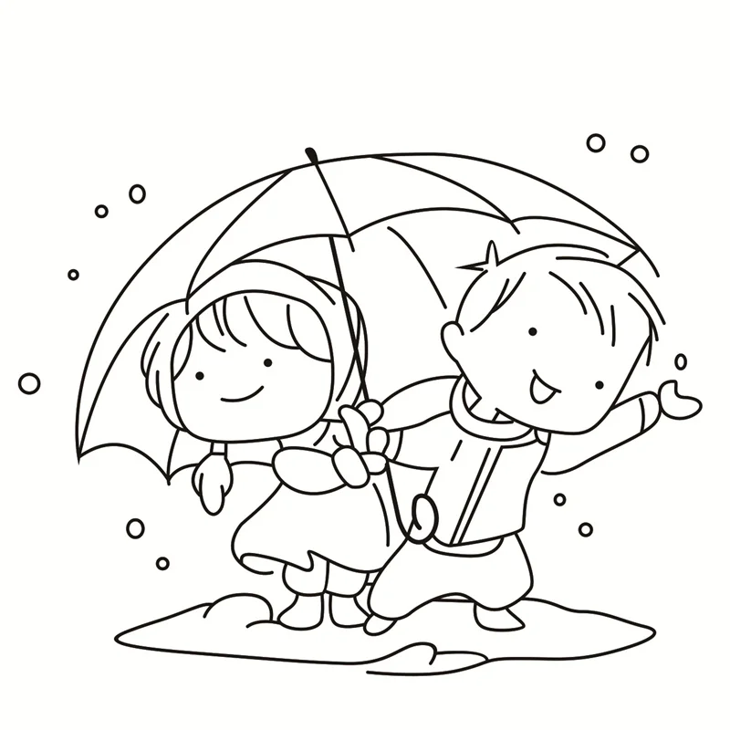 Мальчик девочка играть зонтик прозрачные марки для скрапбукинга тампоны