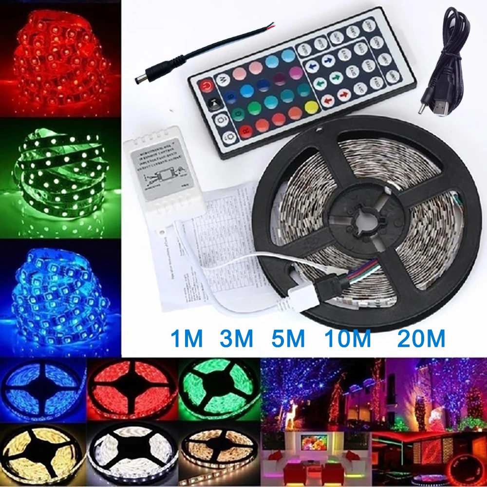 Светодиодный светильник RGB SMD 3528 гибкая лента Fita светодиодный 1 м 3 5 10 20 М диод DC 12 В
