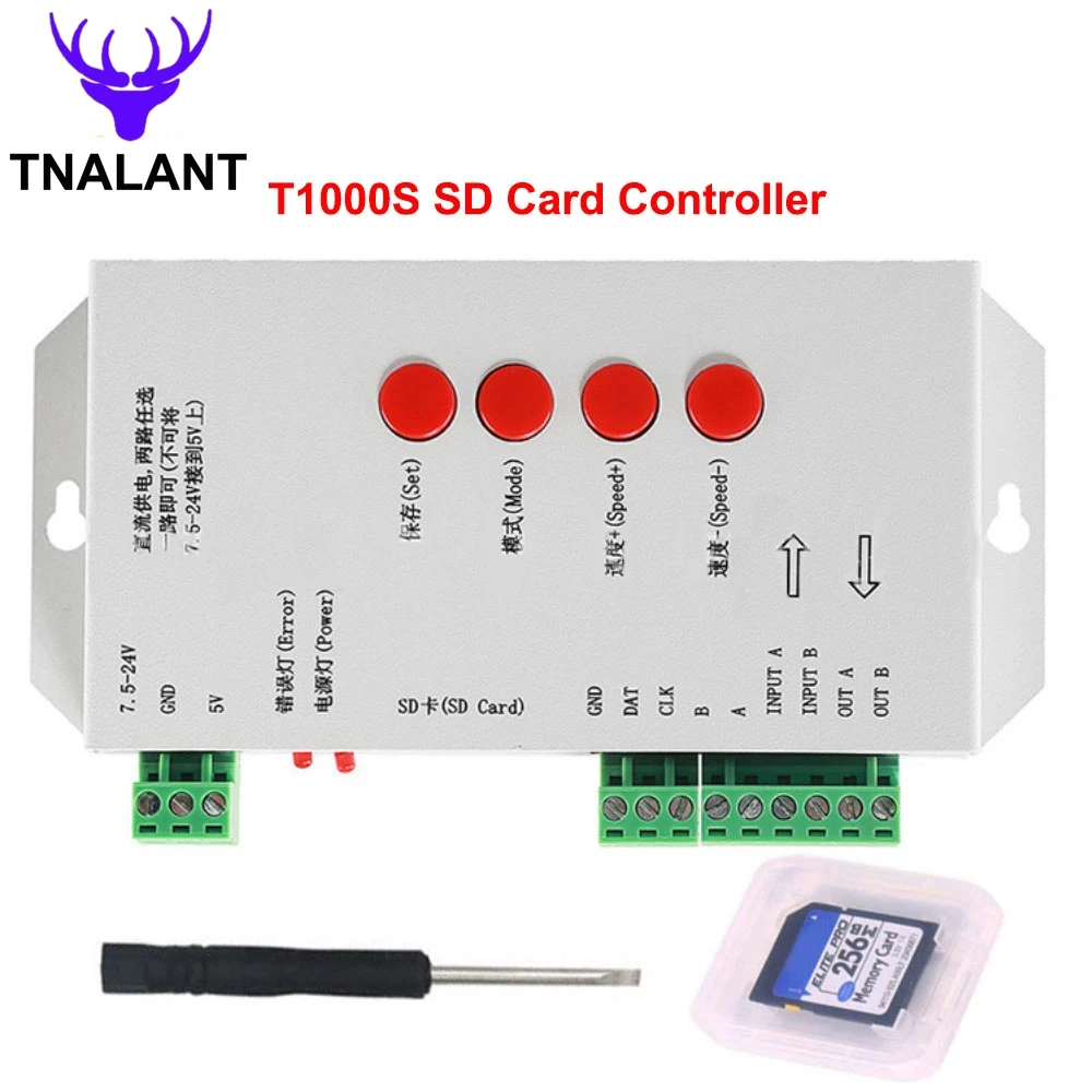Контроллер светодиодных пикселей T1000S SD-карта 2048 контроллер 5 ~ 24 В постоянного