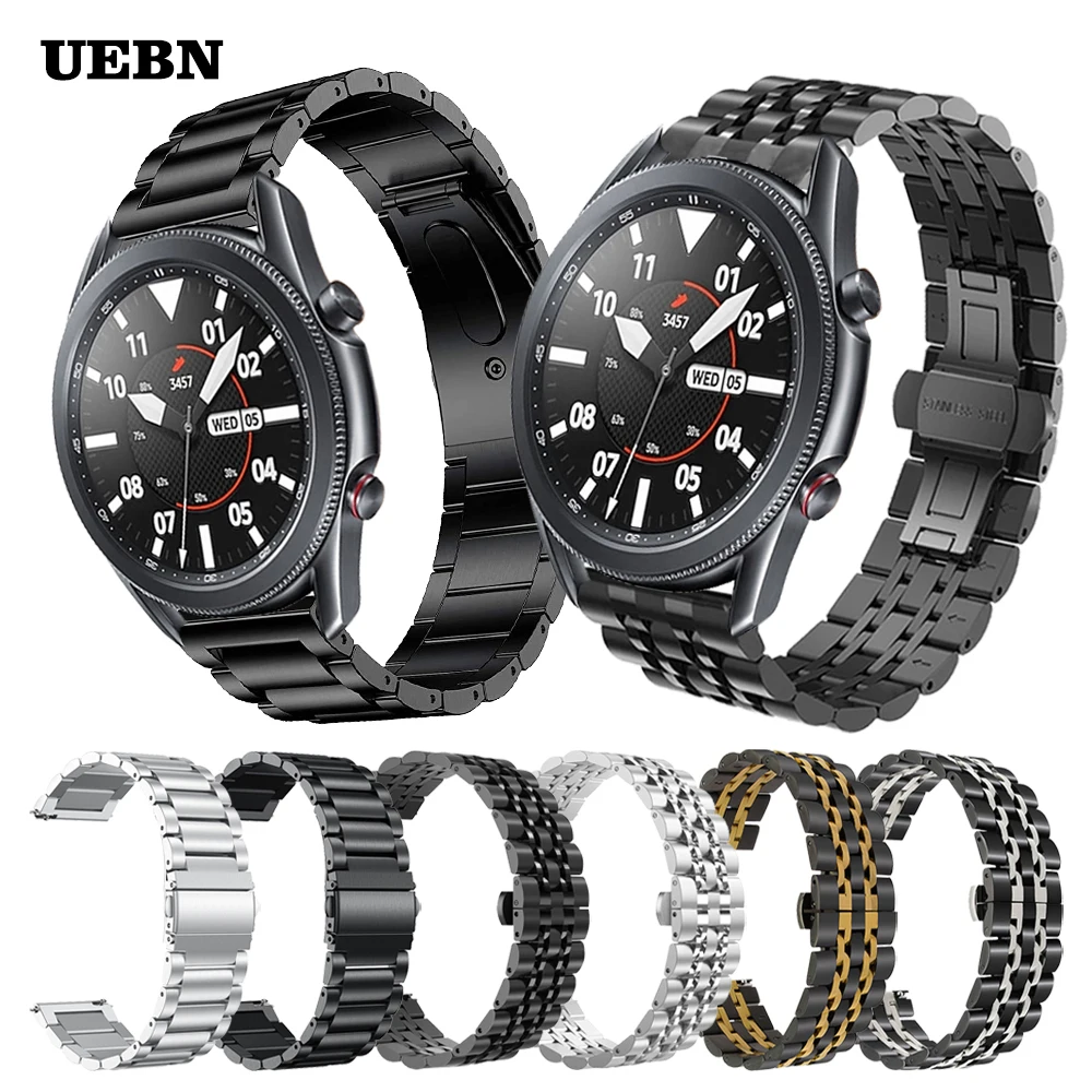 UEBN Classic Metal stainless steel Band For Samsung Galaxy Watch 41 45mm Strap for Gear S3 Classic&Frontier Bracelet Watchbands