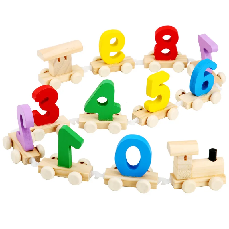 

Children learn numeral Train Wooden assembly cognitive letter wooden building block early education puzzle drag toy car