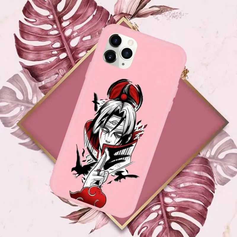 

Naruto Kakashi Uchiha Itachi Phone Case Pink Candy Color for iPhone 11 12 mini pro XS MAX 8 7 6 6S Plus X SE 2020 XR