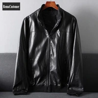 autumn mens new casual pu leather biker jacket o neck zippers straight punk style male coat business imitation leather outerwear