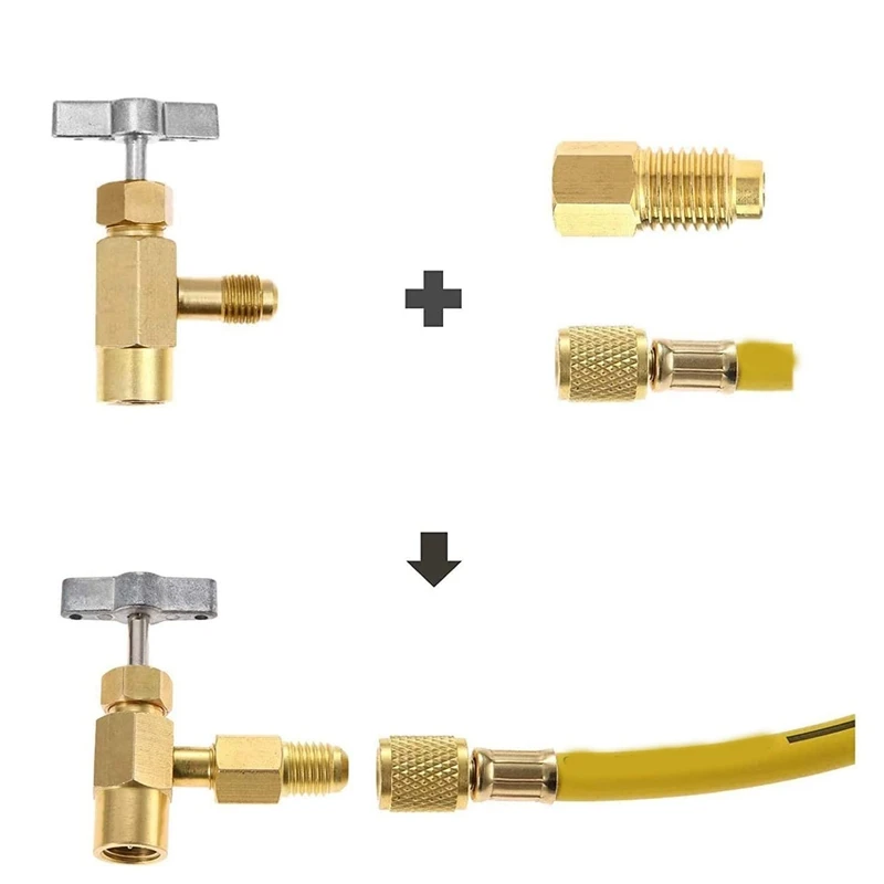 

R134A Self-Sealing Tank Faucet with R134A Fuel Tank Adapter 1/2 Inch Acme to 1/4 Inch SAE Refrigerator Bottle Opener