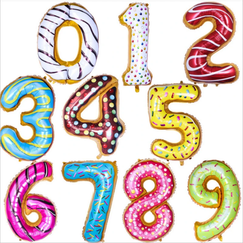 

32-Inch Imitation Ice Cream Digital Aluminum Balloon Donut Chocolate Children Birthday Arrangement Decoration