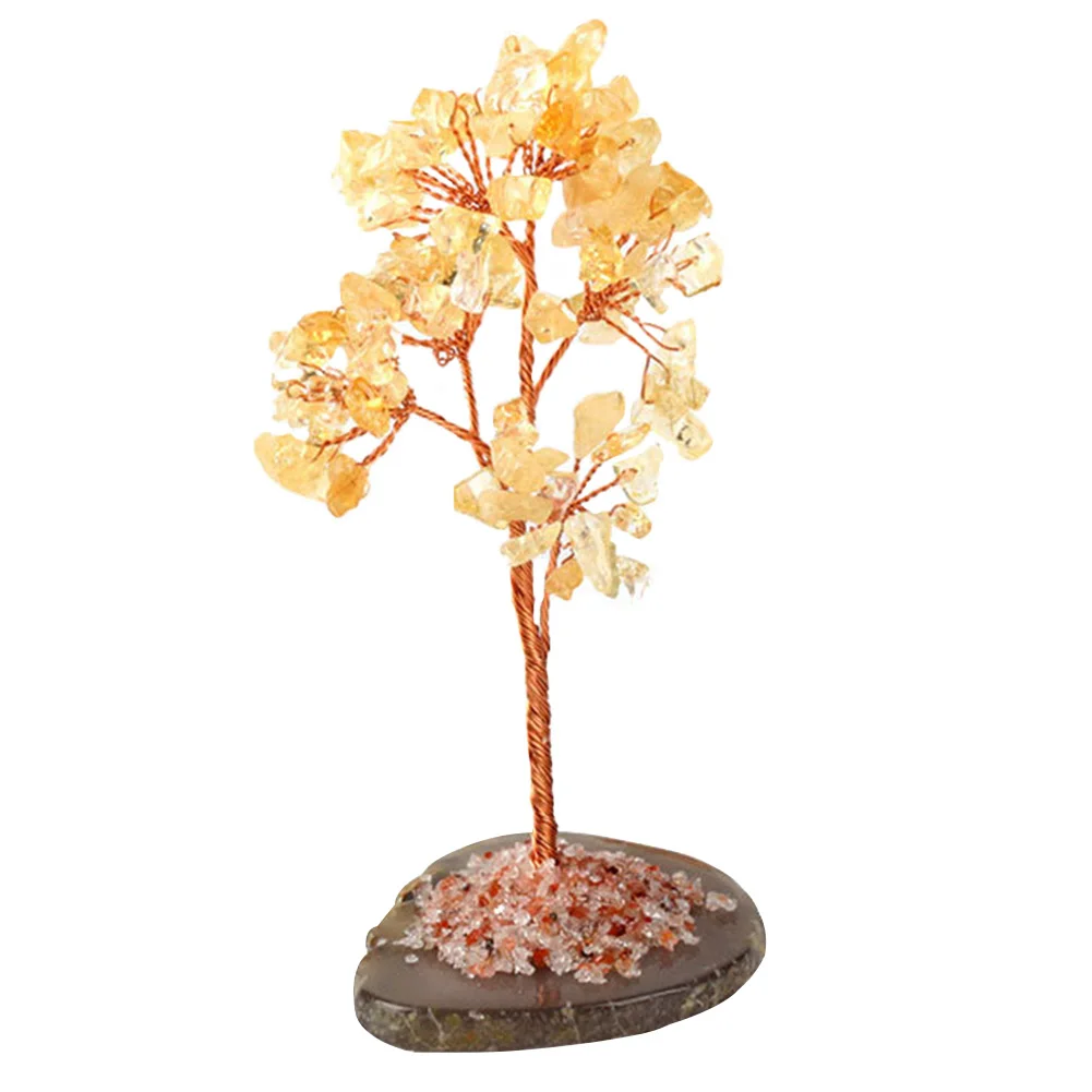 Mini Handmade Tabletop Money Tree Wealth Fortune Natural Crystal Feng Shui Craft Good Luck Ornaments Decorative Home Office Gift | Дом и сад